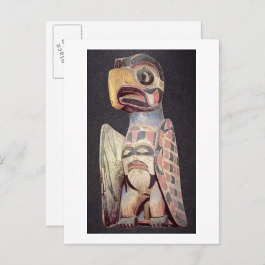 Haida-"Thunderbird" Statue (gemaltes Holz) Postkarte (Vorne/Hinten)