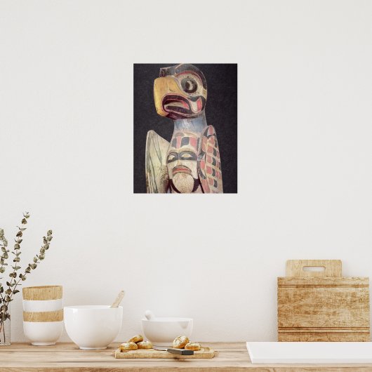 Haida 'Thunderbird' statue (painted wood) Poster (Küche)