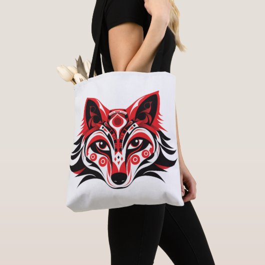 Haida Tlingit Native Totem Wolf Tasche (Von Nahem)