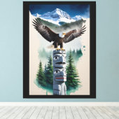 Haida Totem und Bald Eagle Leinwanddruck (Insitu (Holzboden))