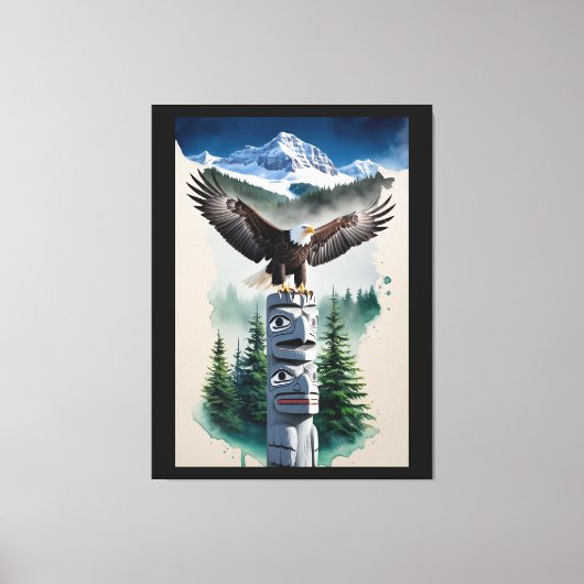 Haida Totem und Bald Eagle Leinwanddruck (Vorderseite)