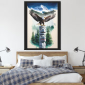 Haida Totem und Bald Eagle Leinwanddruck (Insitu (Schlafzimmer))