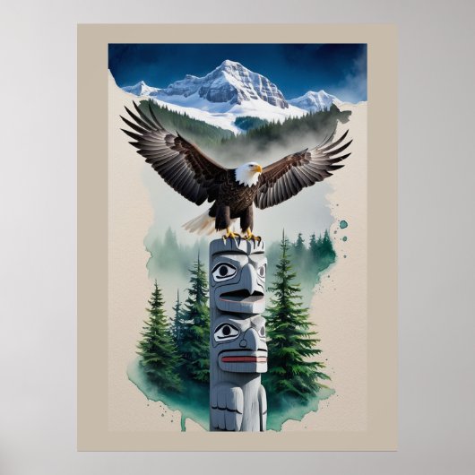 Haida Totem und Bald Eagle Poster (Vorne)