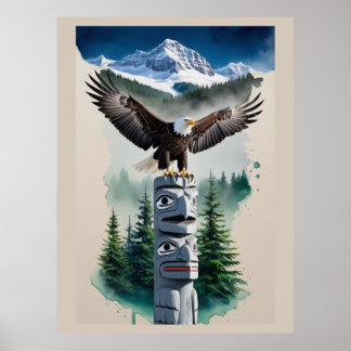 Haida Totem und Bald Eagle Poster