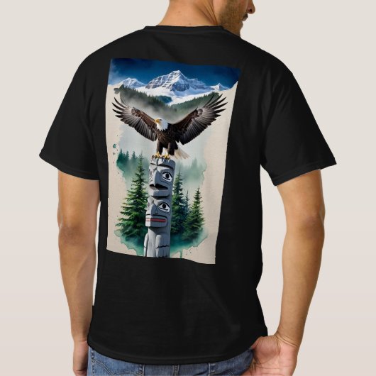 Haida Totem und Bald Eagle T-Shirt (Rückseite)