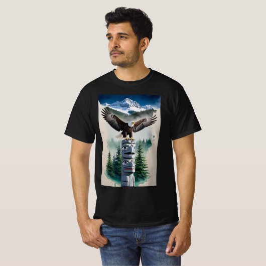 Haida Totem und Bald Eagle T-Shirt (Vorne ganz)