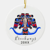 Haida Tribal Double Thunderbird Native American Keramik Ornament (Vorne)