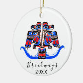 Haida Tribal Double Thunderbird Native American Keramik Ornament (Links)
