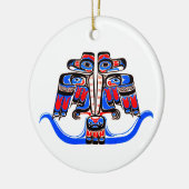 Haida Tribal Double Thunderbird Native American Keramik Ornament (Links)