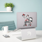 Haida Wolf Abstrakt Spirit Animal Red & Black Art Aufkleber (Laptop auf Schreibtisch)