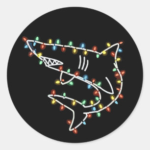 Haie Baum Weihnachten Xmas Haustier Tier Hai Liebh Runder Aufkleber