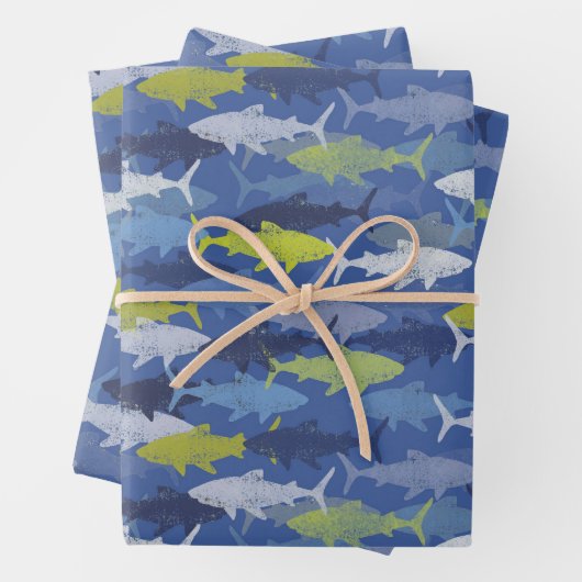Haie Beach Ocean Wiederholung Muster Geschenkpapier Set (Beispiel)