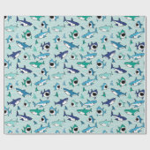 Haie Birthday Party Blue Geschenkpapier (Flach)