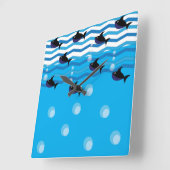 Haie Blauer Ozean Fisch Kinder Quadratische Wanduhr (Winkel)