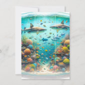 Haie Fisch Aquatic Watercolor Aquarium Vielen Dank Einladung (Rückseite)