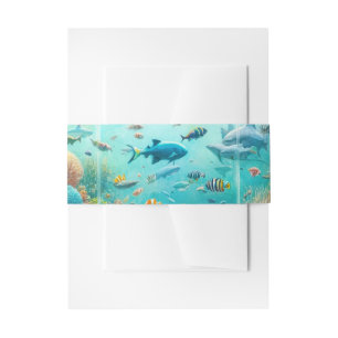 Haie & Fische Aquatic Aquarell Aquarium Hochzeit Einladungsbanderole