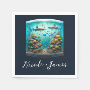 Haie & Fische Aquatische Aquarell Aquarien Hochzei Serviette