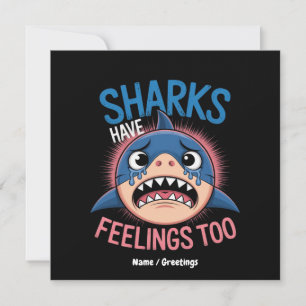 Haie haben auch Gefühle, lustig, sarkastisch grafi Einladung