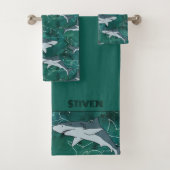 Haie im Meer. Badhandtuch Set (Insitu)