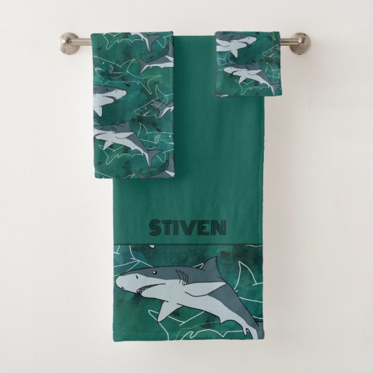 Haie im Meer. Badhandtuch Set (Insitu)