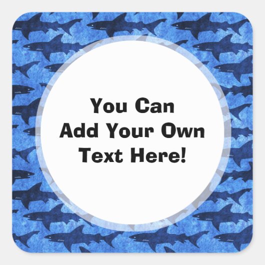 Haie im tiefen blauen Meer Quadratischer Aufkleber (Vorderseite)