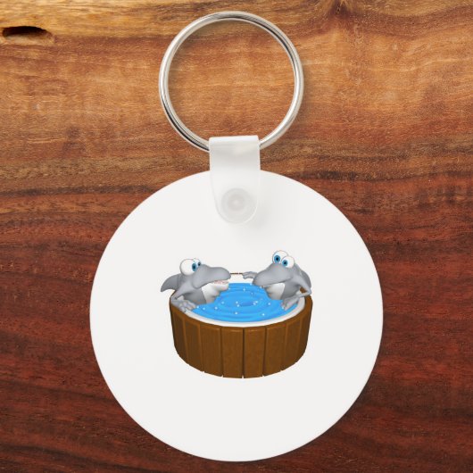 Haie in heißer Badewanne Schlüsselanhänger (Vorderseite)