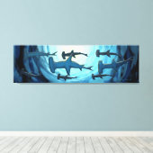 Haie in Silhouette mit Sun Ball Leinwanddruck (Insitu (Holzboden))