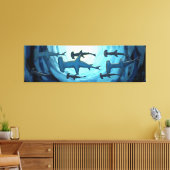 Haie in Silhouette mit Sun Ball Leinwanddruck (Insitu (Wohnzimmer))