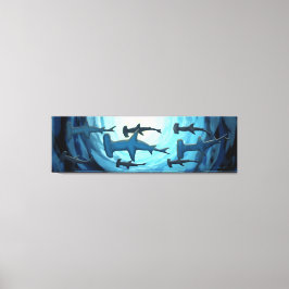 Haie in Silhouette mit Sun Ball Leinwanddruck