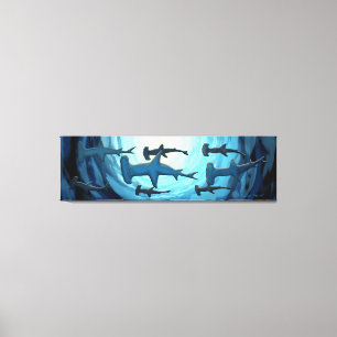 Haie in Silhouette mit Sun Ball Leinwanddruck