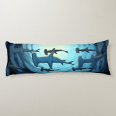 Haie in Silhouette mit Sun Ball Print Seitenschläferkissen (Rückseite)