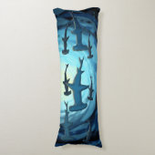 Haie in Silhouette mit Sun Ball Print Seitenschläferkissen (Vorderseite Vertikal)