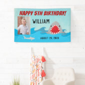 Haie in Water Boys Foto Shark Birthday Party Banner (Insitu)