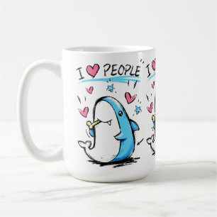 Haie lieben Menschen Lustige Doodle-Cartoon Kaffeetasse