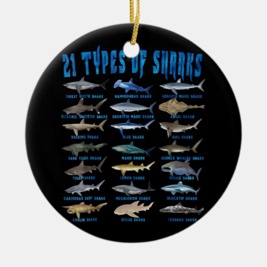 Haie liebt 21 Arten von Haien Keramik Ornament (Vorne)