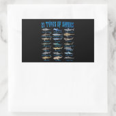 Haie liebt 21 Arten von Haien Rechteckiger Aufkleber (Tasche)