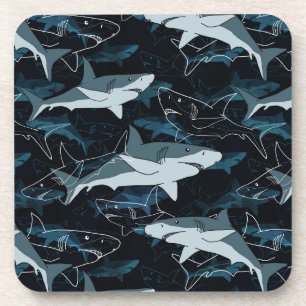 Haie, Meere, Meer, Fische, Raubfische, Tiere, Kief Getränkeuntersetzer