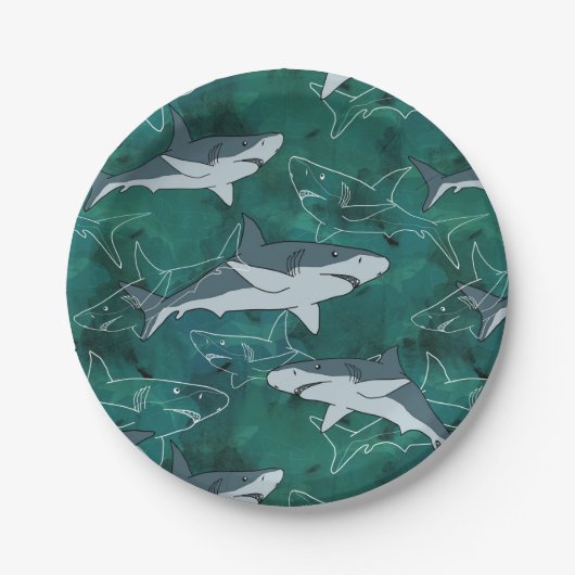 Haie, Meere, Meer, Fische, Raubfische, Tiere, Kief Pappteller (Vorderseite)