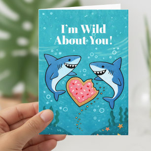 Haie mit Herz liebevolles Valentinstaggeschenk Feiertagskarte