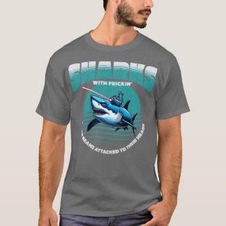 Haie mit laserstrahlen an ihren T-Shirt