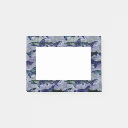 Haie Muster in Lila und blau Post-it Klebezettel (Vorderseite)