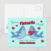 Haie Niedlich Kids Valentinstag Freundschaft Postkarte (Vorne/Hinten)