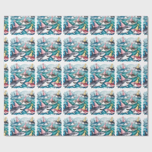 Haie Niedlich unter der Sea Girl Birthday Party Geschenkpapier (Flach)