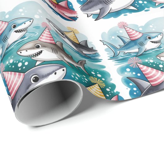 Haie Niedlich unter der Sea Girl Birthday Party Geschenkpapier (Rolleneckpunkt)