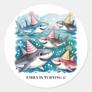 Haie Niedlich unter der Sea Girl Birthday Party Runder Aufkleber