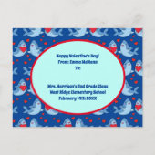 Haie Niedliche Kinder Klassenzimmer Valentine Card Postkarte (Rückseite)