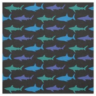 Haie Niedliche Silhouette Blau Schwarz Stoff