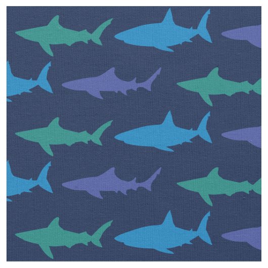 Haie Niedliche Silhouette Blue Navy Stoff (Nahaufnahme)