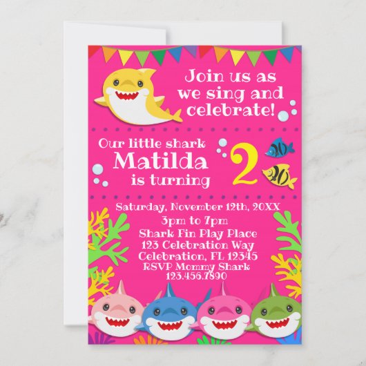 Haie Pink zum Geburtstag Einladung (Vorderseite)