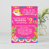 Haie Pink zum Geburtstag Einladung (Stehend Vorderseite)